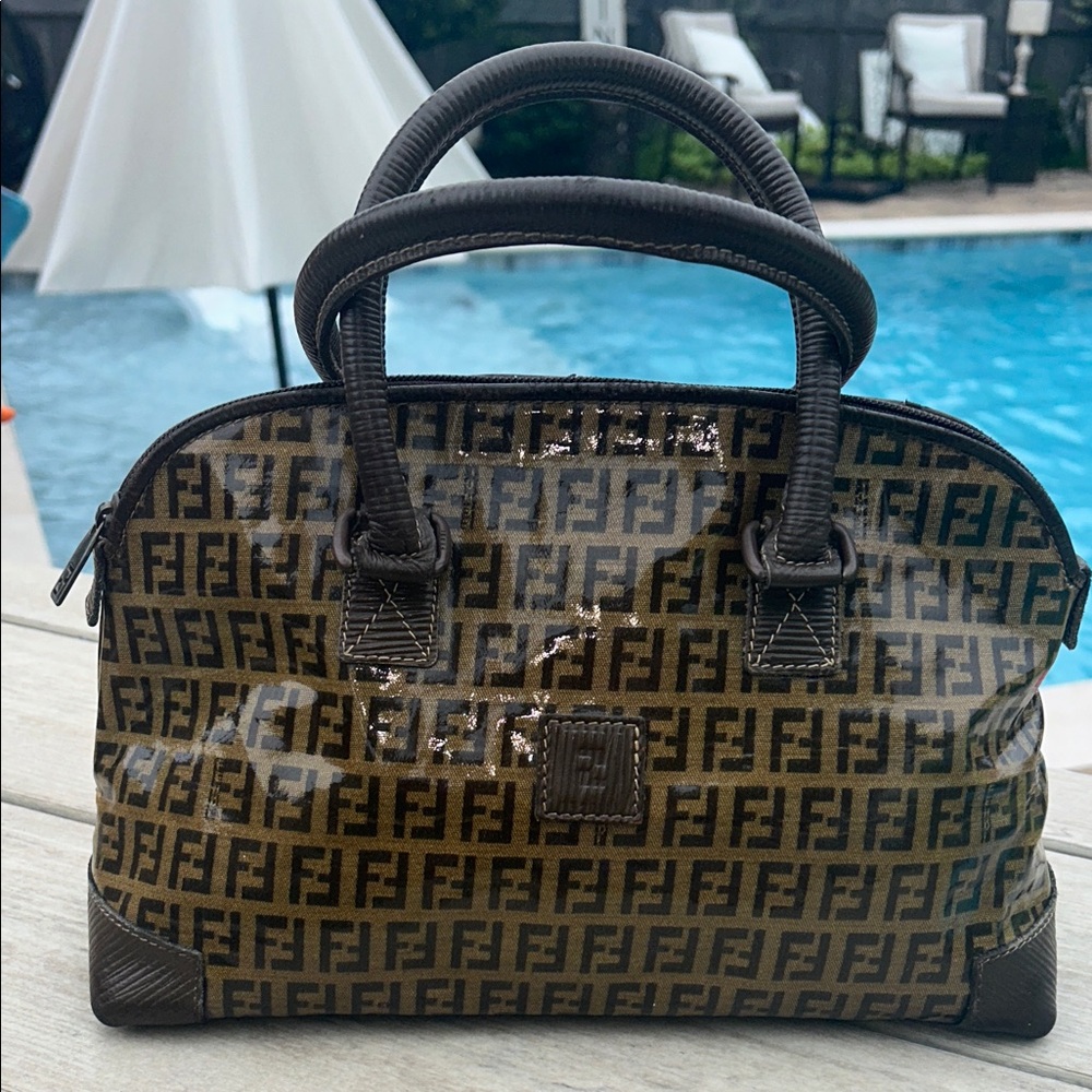 Fendi VINTAGE Zucchino FF Satchel Hand Bag - Picture 1 of 12